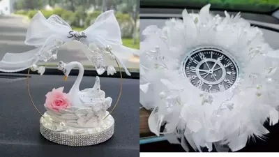 Car ornaments: Ornament with a High-End Feel - lily-of-the-valley-swan-crystal-bead-feather-cushion