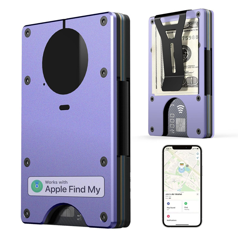 AirTag金属財布内蔵Airtagチップのシンプルな財布は、RFIDロック付きクレジットカードに対応しています