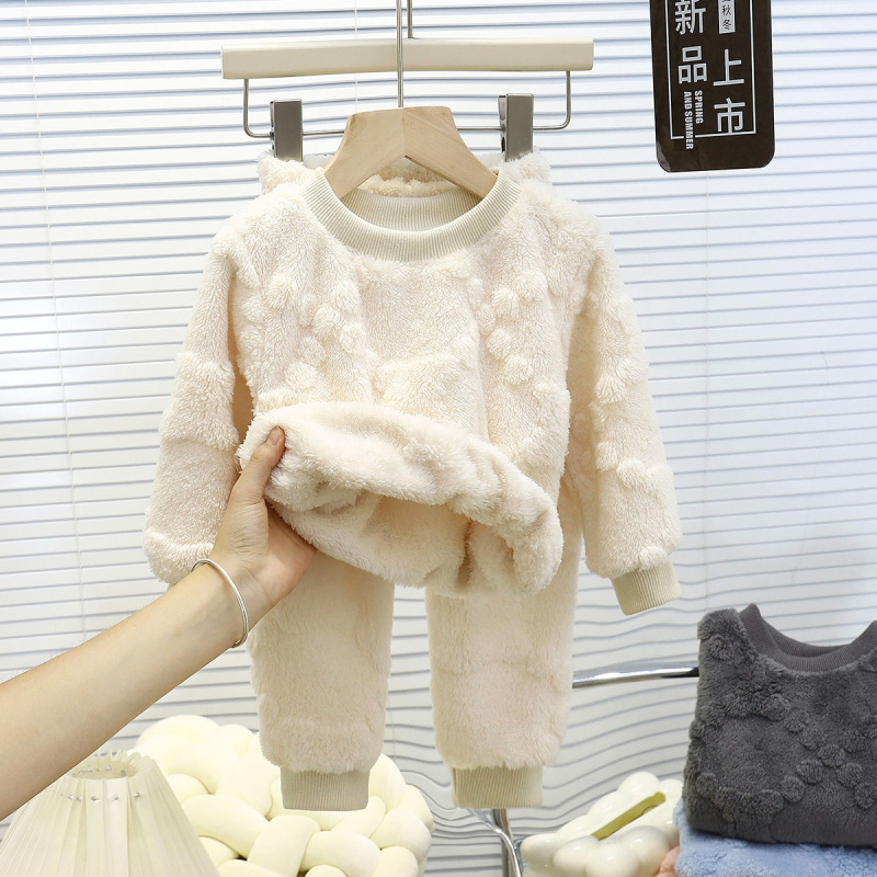 儿童睡衣套装保暖秋冬新款男童加厚家居服宝宝加绒女童衣服童装|undefined