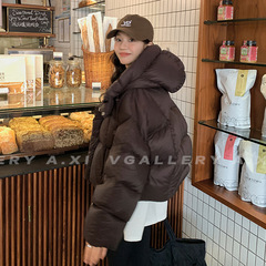 泡芙美式短款羽绒棉服女冬2025新款咖色肯豆高级感加厚面包服外套