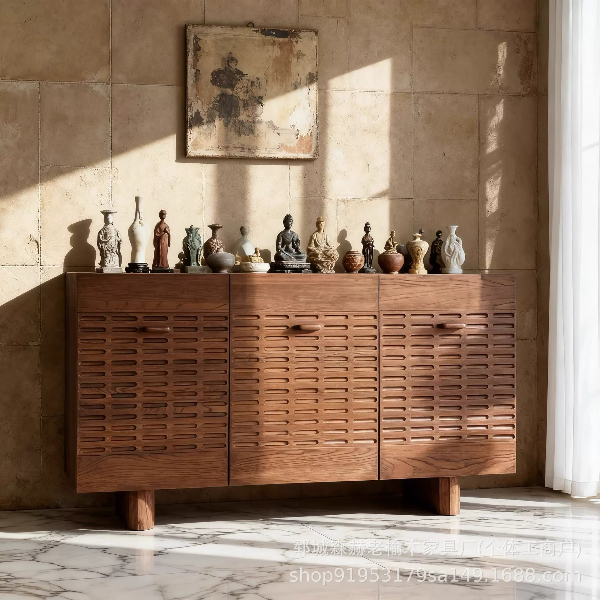 新中式实木斗柜复古民宿储物茶水柜客厅玄关矮柜客厅简约柜