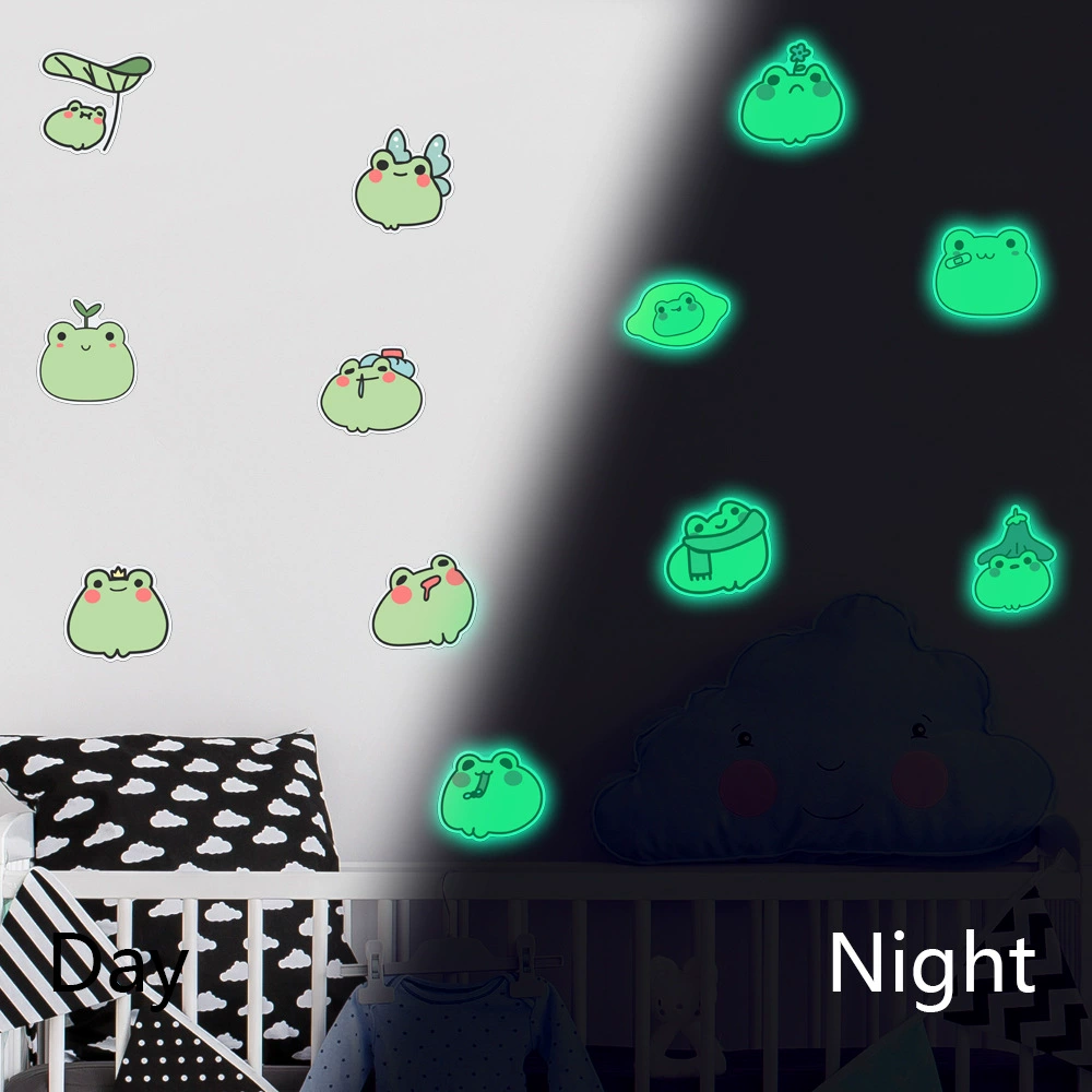 KYYG028 Трансграничная синяя зеленая светящаяся kawaii милый мультфильм лягушка животное светящаяся настенная наклейка