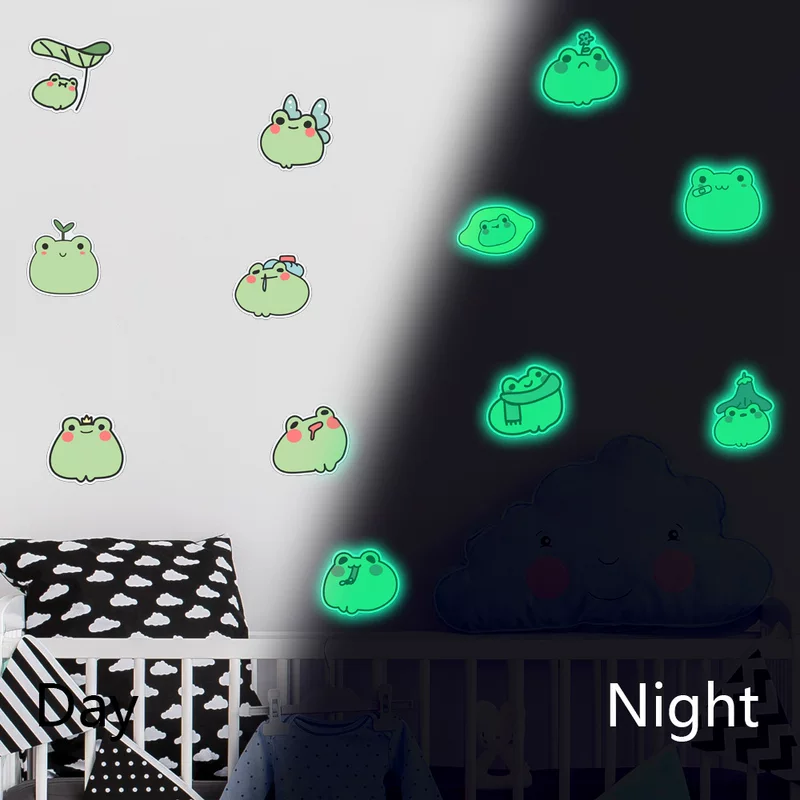 KYYG028 Трансграничная синяя зеленая светящаяся kawaii милый мультфильм лягушка животное светящаяся настенная наклейка