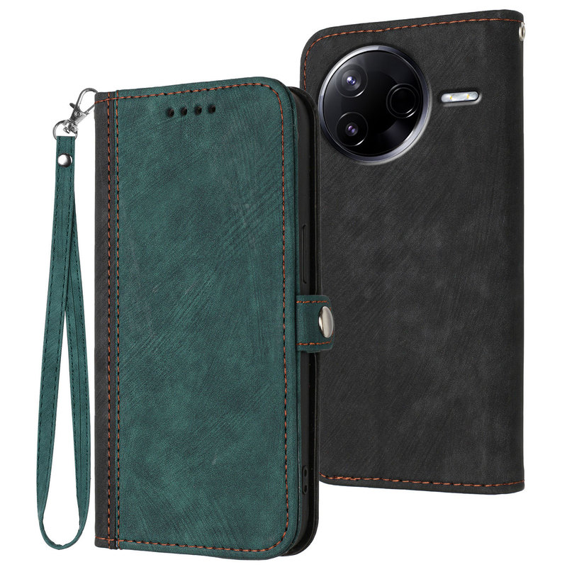 Suitable for Redmi A5 Spliced Side Suction Buckle Turbo 4/K80/Redmi 14C Card Phone Leather Case