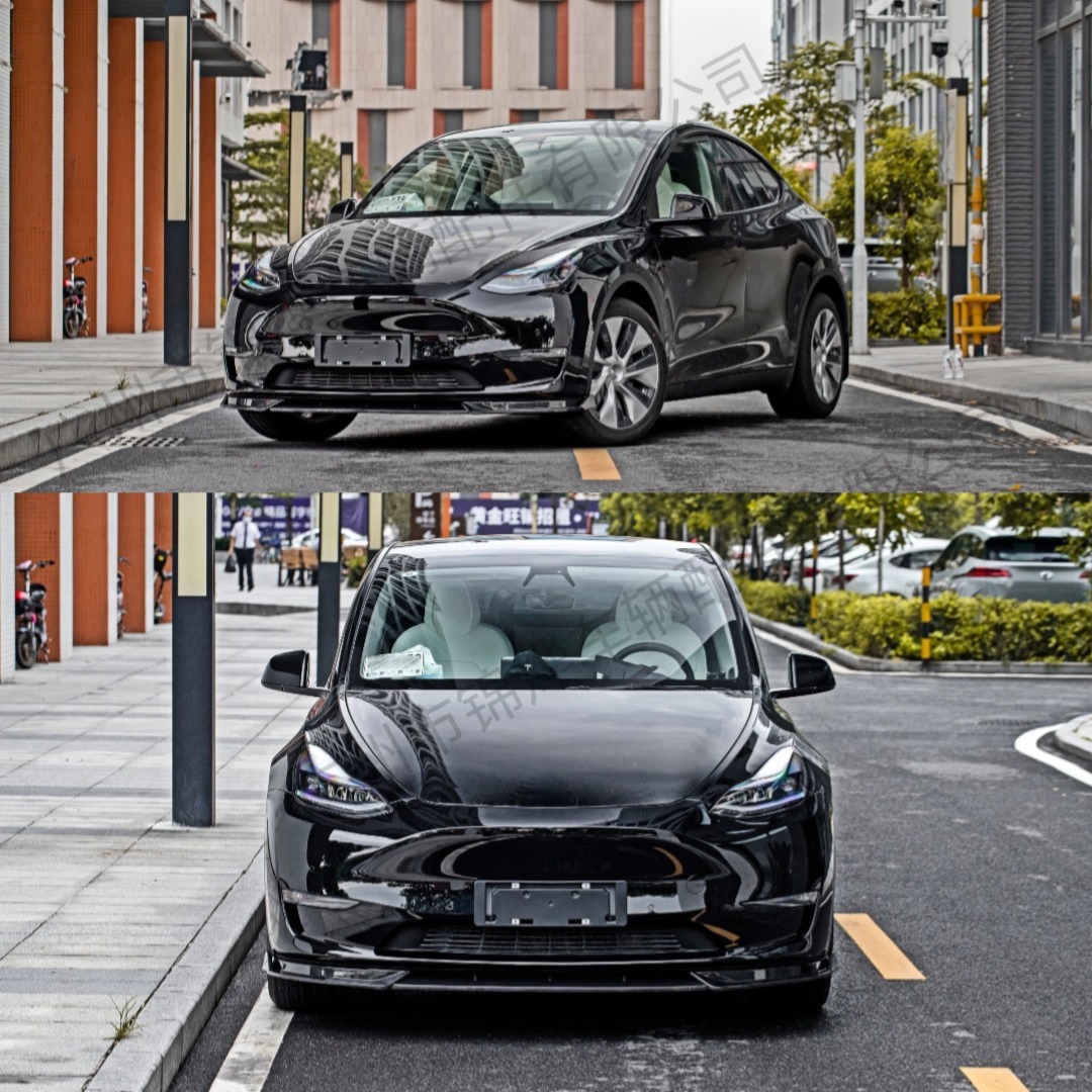 Suitable for 19-24 Tesla Model Y Modified Front Shovel Front Bumper Lower Lip Three-Section Decorative Small Surround Accessories