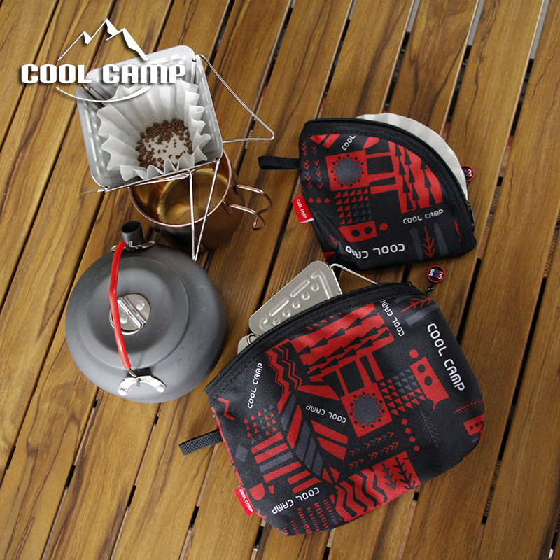 Outdoor camping coffee drip rack storage bag filter paper portable bag stainless steel folding portable coffee filter