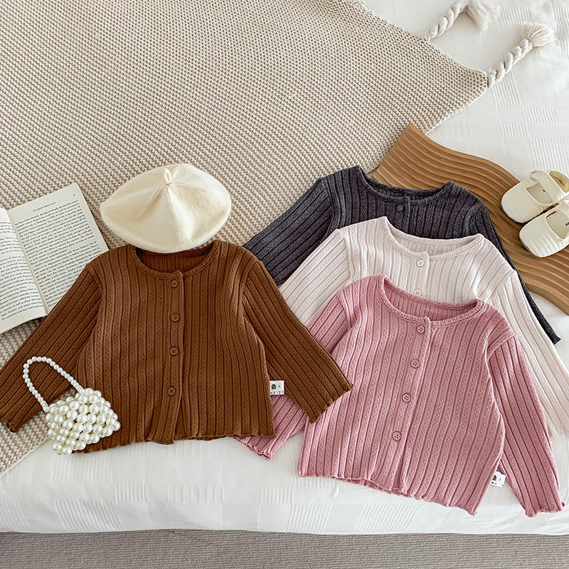 (2개) 봄, 가을 신작 영 용 긴팔 코트, 남녀공용 라운드넥 탑, 피트 니트 스웨터 가디건