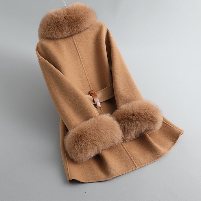 Women's Clothing Autumn And Winter New Style Fox Fur Collar Gao Rui Double Faced Cashmere Coat Women's Medium And Long Wool Double Faced Wool Coat_voghion.com