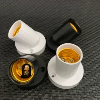 跨境货源E27螺口灯头直口转斜口灯头平装墙壁式可转两用灯头灯座