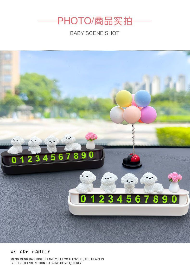 Healing Car Ornaments Mini Bichon Dog 2024 New Creative Cute Car Interior Central Console Decoration Small Ornaments