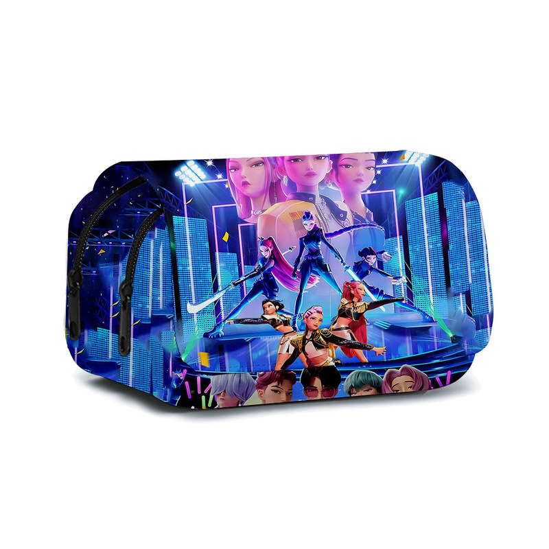 3D新品跨境电影  K-POP 猎魔女团双层翻盖笔袋儿童文具|undefined