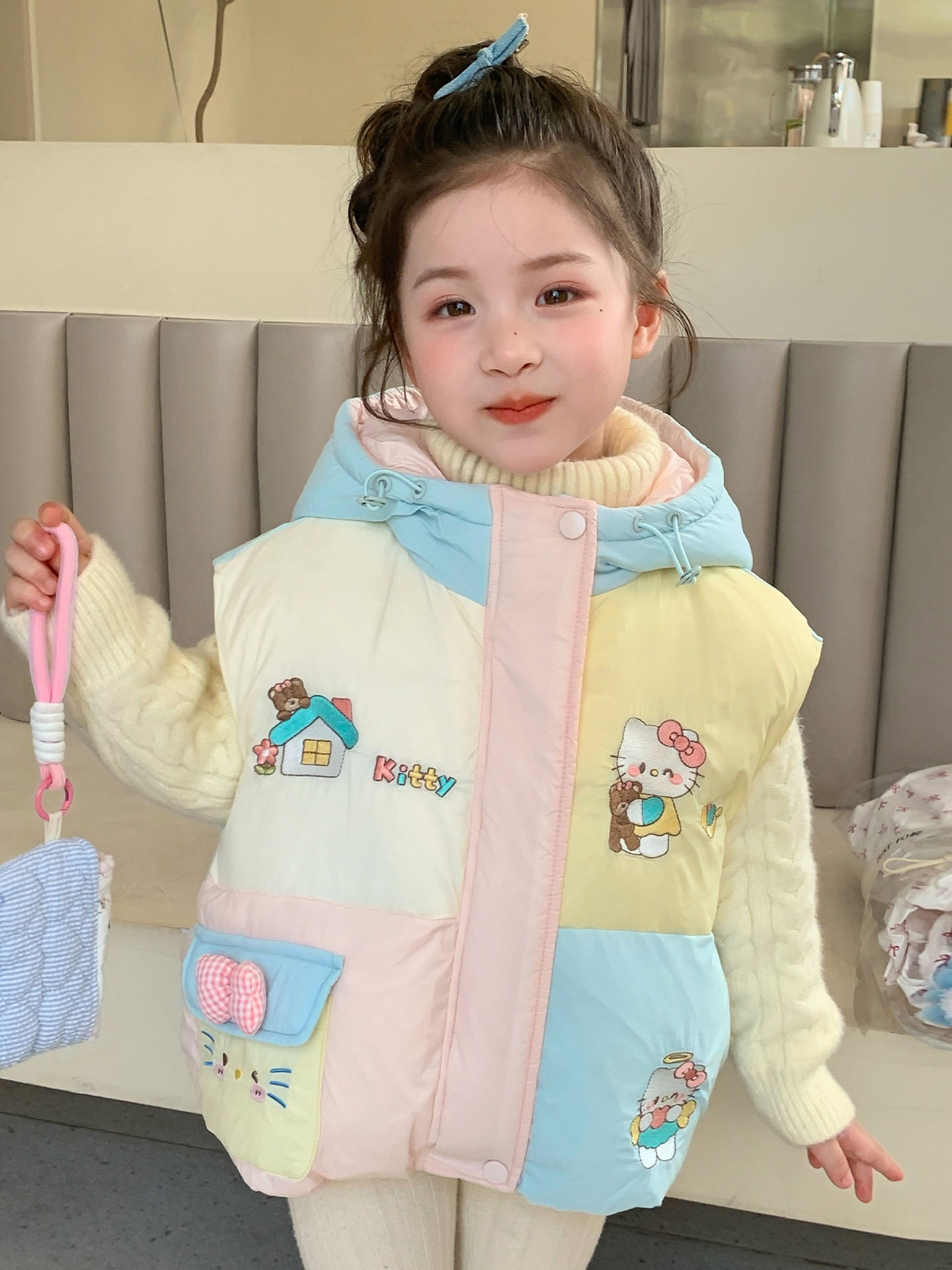Niños engrosados chaleco otoño invierno 2025 nuevo bebé con capuz chaleco de algodón niñas vestidos de invierno