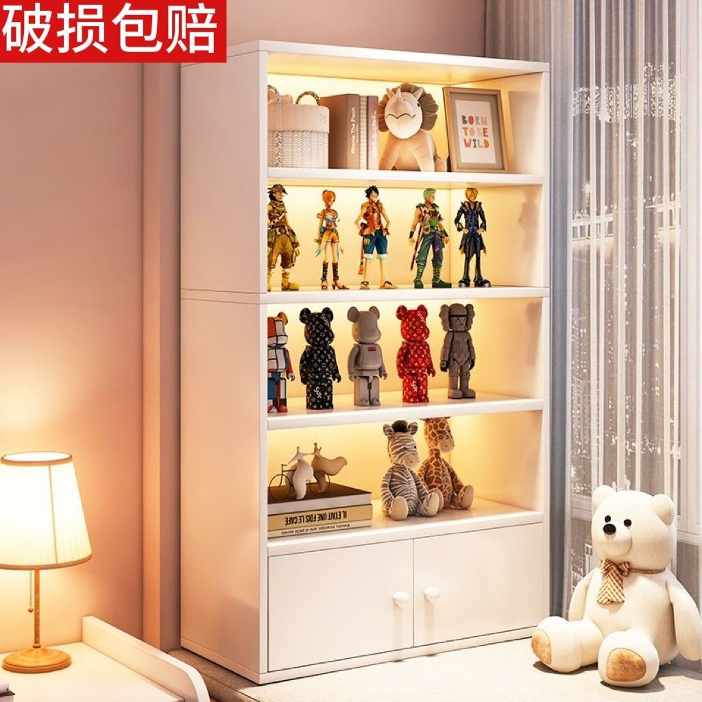 Household storage rack, multi-layer bay window grid cabinet, living room storage cabinet, simple bookcase, bookcase with solid wood legs