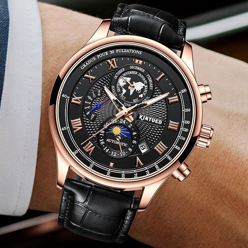 Fashion business men's watch multi-function mechanical watch fully automatic mechanical watch calendar type luminous men's watch
