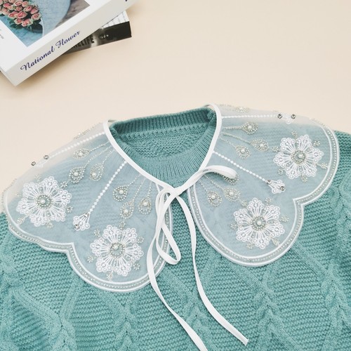 Detachable dickey collar for women girls half shirt sweater decoration collar  unlined upper garment of neckties shawls embroidered beading dress shirt paragraphs with electricity