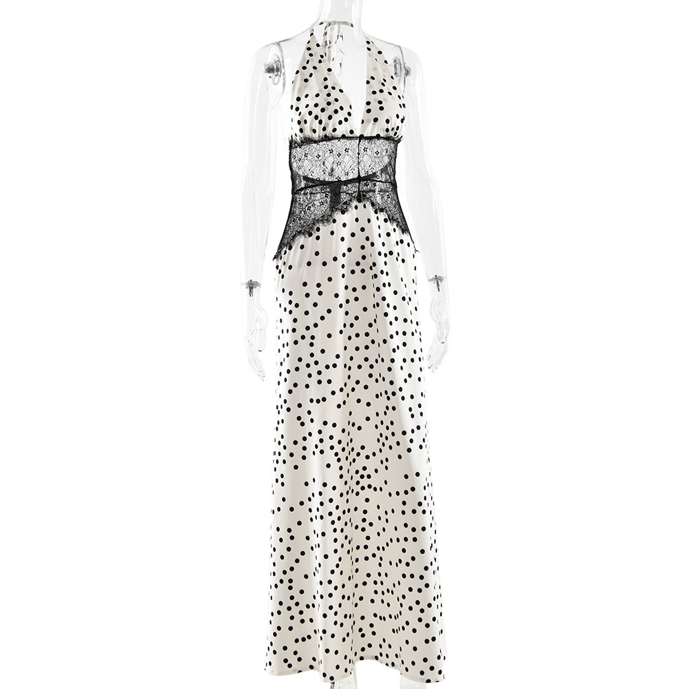 Elegantes Damen Bodysuit Mit Spitzen Und Polka-dot-muster_voghion.com