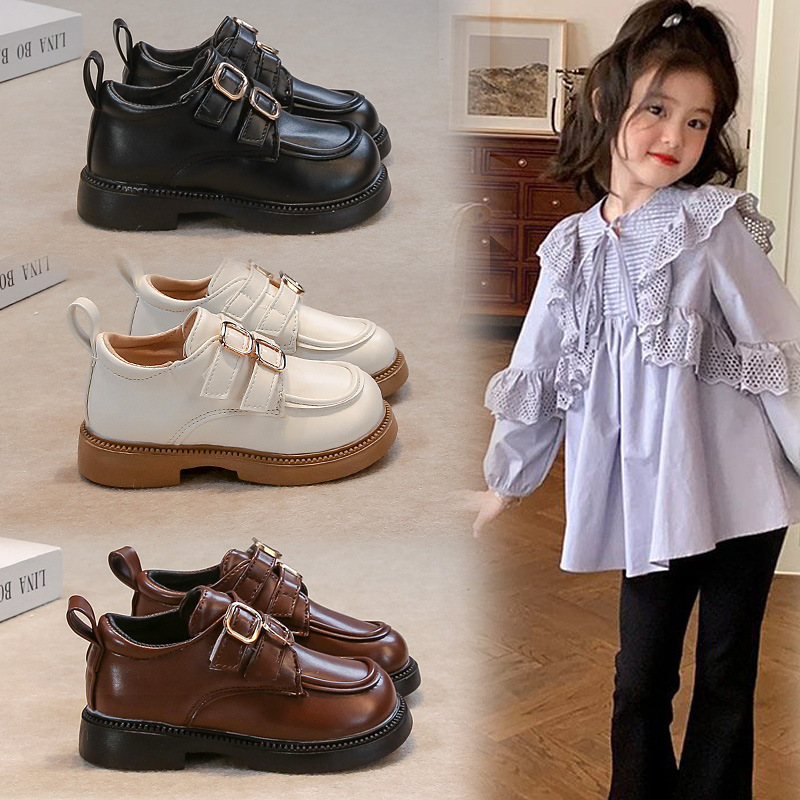 Zapatos de cuero estilo princesa para niñas, nueva colección primavera-otoño 2026, mocasines elegantes estilo británico para estudiantes, zapatos de moda.