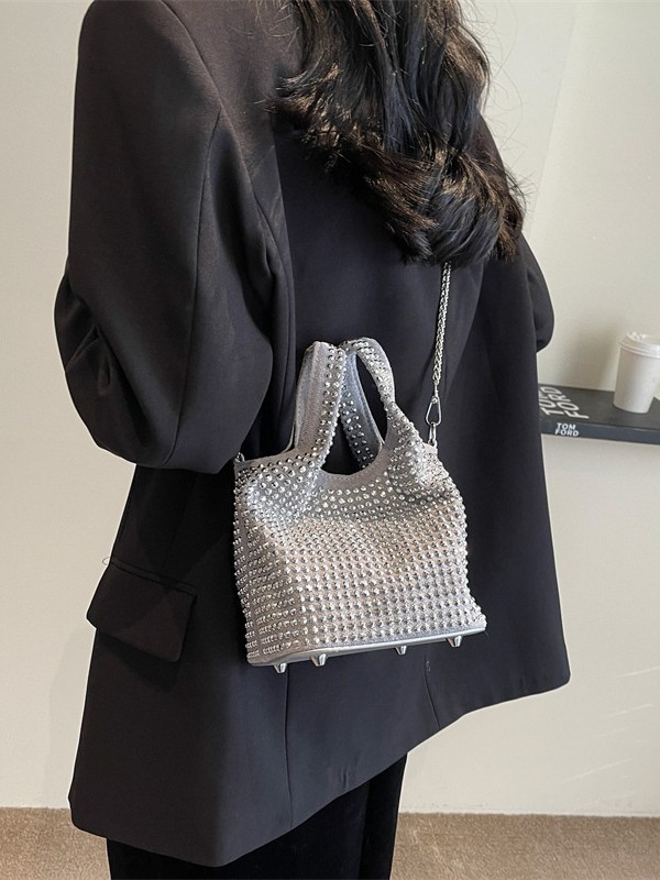 Bolso popular de este año para mujeres 2026 nuevo diseño coreano bolso de mano con diamantes de hombro bolso de cubo bolso de cadena image 3