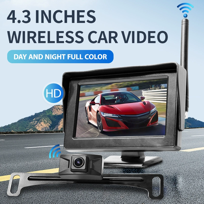 Автомобиль 4,3-дюймовый цифровой беспроводной Автомобильный дисплей номерной знак беспроводное изображение Беспроводная Автомобильная камера заднего вида