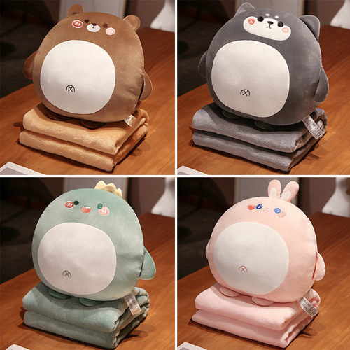 Cartoon Cute Air Conditioning Blanket Three-in-One Office Pillow Dual-Purpose Nap Pillow Sleeping Car Cushion
