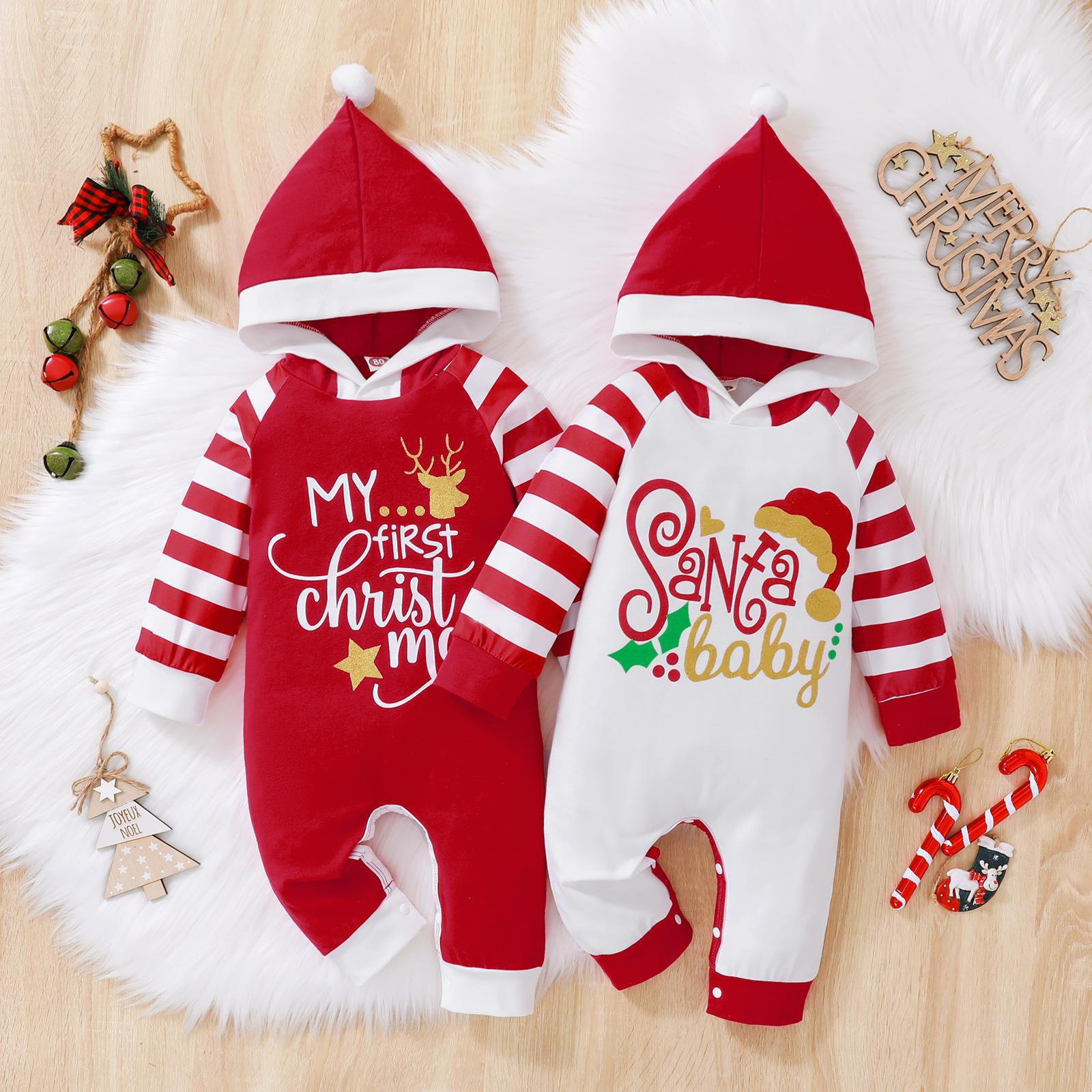 Christmas Fashion Letter Cotton Spandex Baby Rompers display picture 1