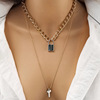 European and American boutique hot selling creative and fashionable geometric elements love items decorative retro key lock pendant necklace women
