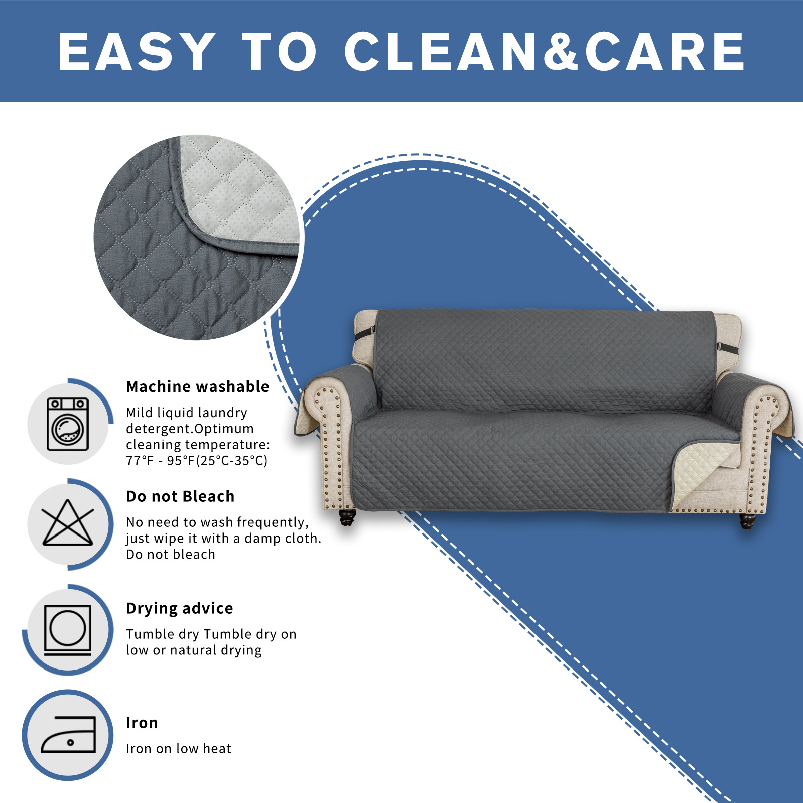 Cojín de sofá para mascotas impermeable y antideslizante al por mayor, adecuado para todas las estaciones, funda de sofá integrada, diseño de tela simple.