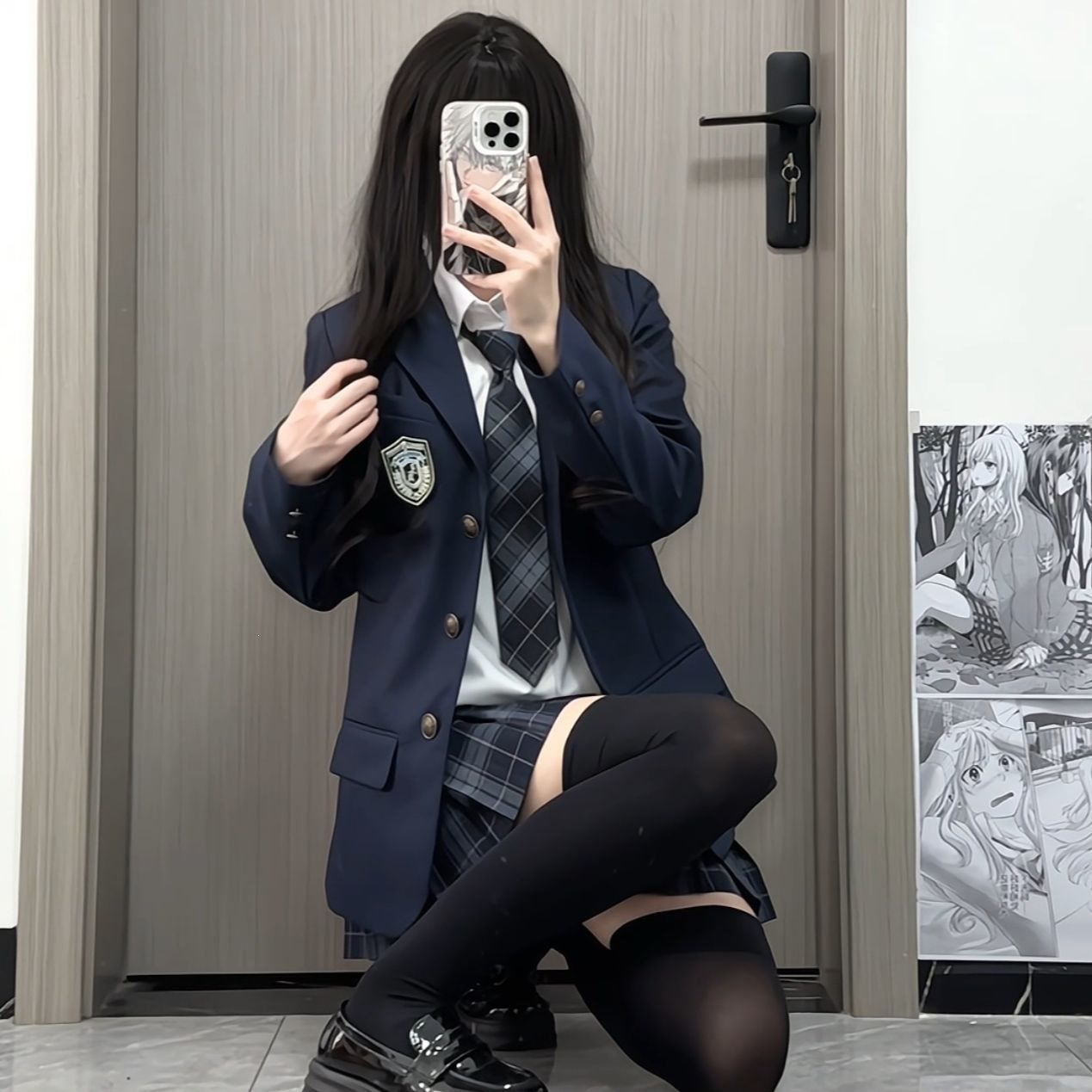 本佐中jk西装外套女正版原创校供学院风绀色西服JK制服套装三件套