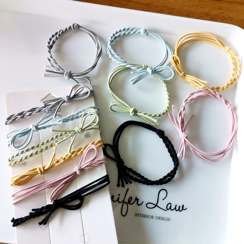 Korean version popular blogger hair accessories, knotted woven fabric hair ties with butterfly endings, hair bands for braiding and updo hairbands