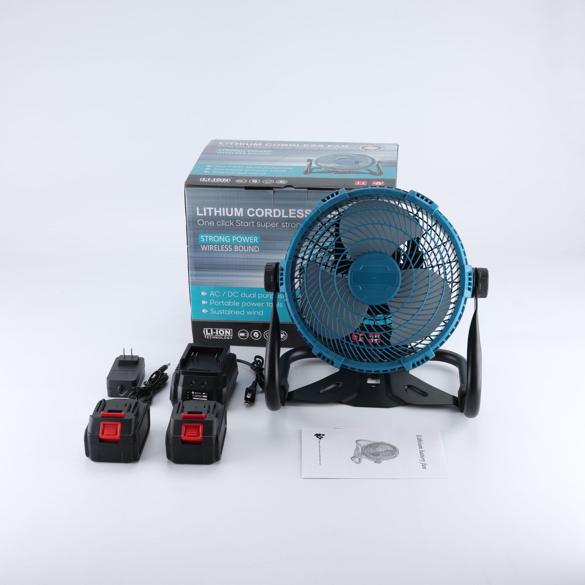 Ventilador de litio de alta potencia de 12 pulgadas comercio exterior multifuncional camping ventilador eléctrico portátil recargable ventilador de litio industrial