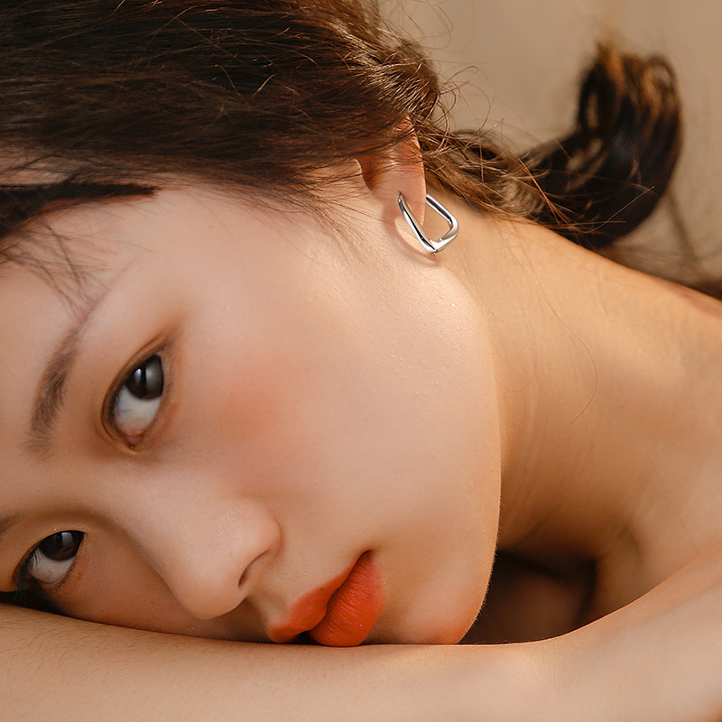 s925纯银方形耳扣新款耳圈高级感耳环韩国气质网红耳钉女新款耳饰|undefined