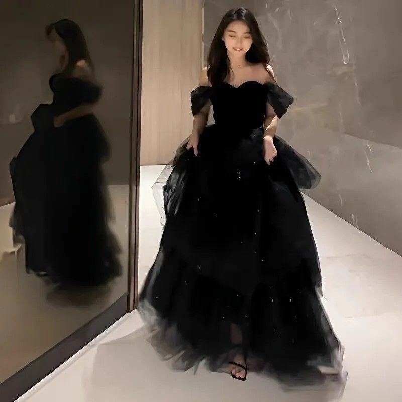Evening Dress, Princess Dress, Black, Light Luxury, Niche, Coming-Of-Age Ceremony, Birthday, Vocal Performance, Performance Dress, Banquet, Other Evening Dress, Princess Dress, Black, Light Luxury, Niche, Coming-Of-Age Ceremony, Birthday, Vocal Performance, Performance Dress, Banquet, Other