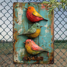 C 37331 Vintage watercolor bird tin painting ����ˮ������Ƥ