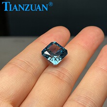 TIANZUAN 蓝钴色宝石裸石 冰花切工 正方倒角形 首饰镶嵌配石
