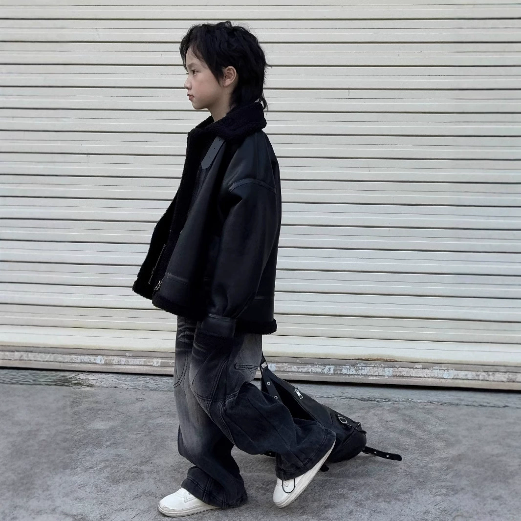 Повседневная модная куртка из искусственной кожи, свободная зимняя мужская куртка в корейском стиле из утолщенной кожи из овечьей шерсти, хлопковое пальто, модный бренд