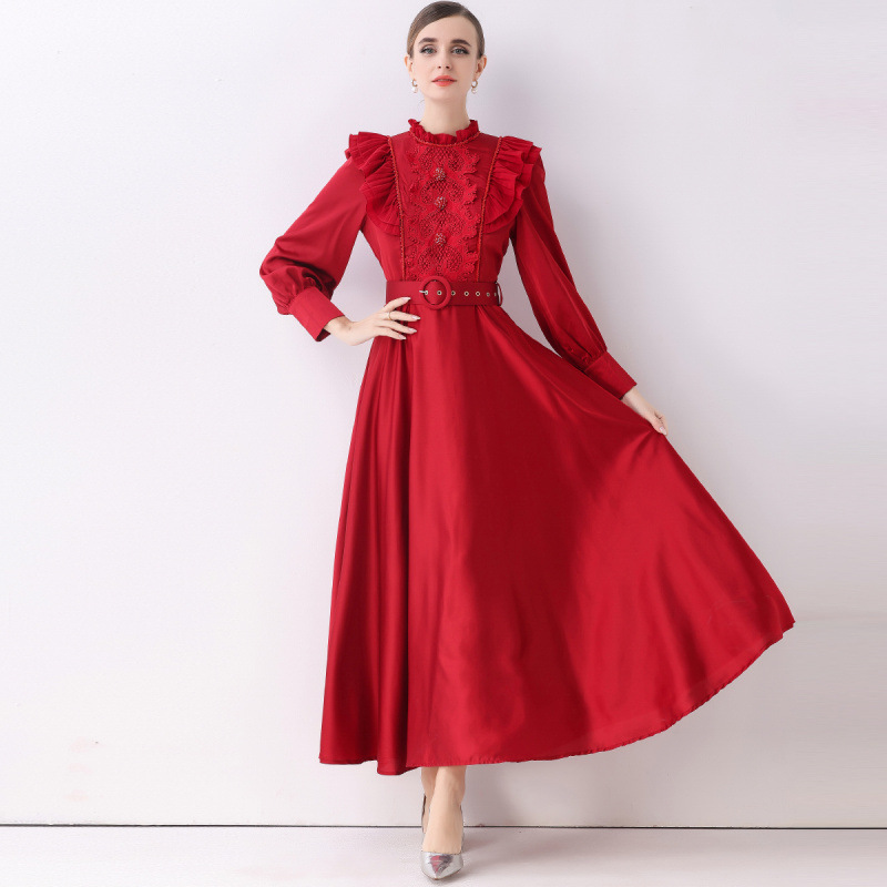 autumn retro elegant fitted long-sleeve