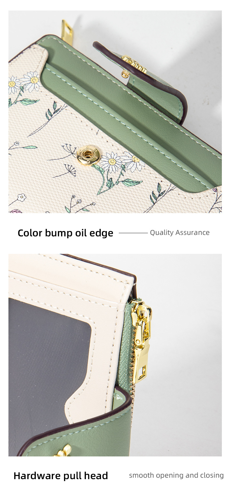 Women's Gender Elegant, Simple Style Style Square Shape Women's Flower Pu Leather Zipper Buckle Wallets