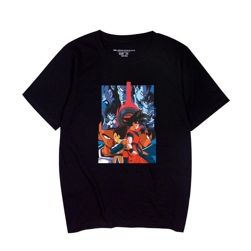 Foreign Trade Hot Sale Summer Dragon Ball Dragon Ball Monkey King Printed Pullover Men's and Women's Cotton Short Sleeve T-Shirt