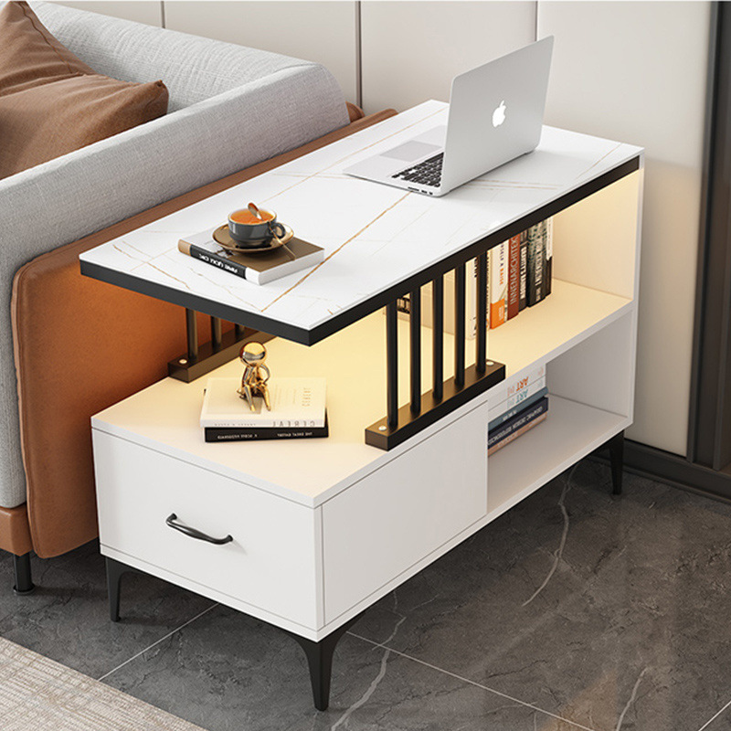 Mesa contra la pared estrecha simple y ligera estante de lujo sofá lado del gabinete varios lados de la mesa mesa de té pequeño mini borde
