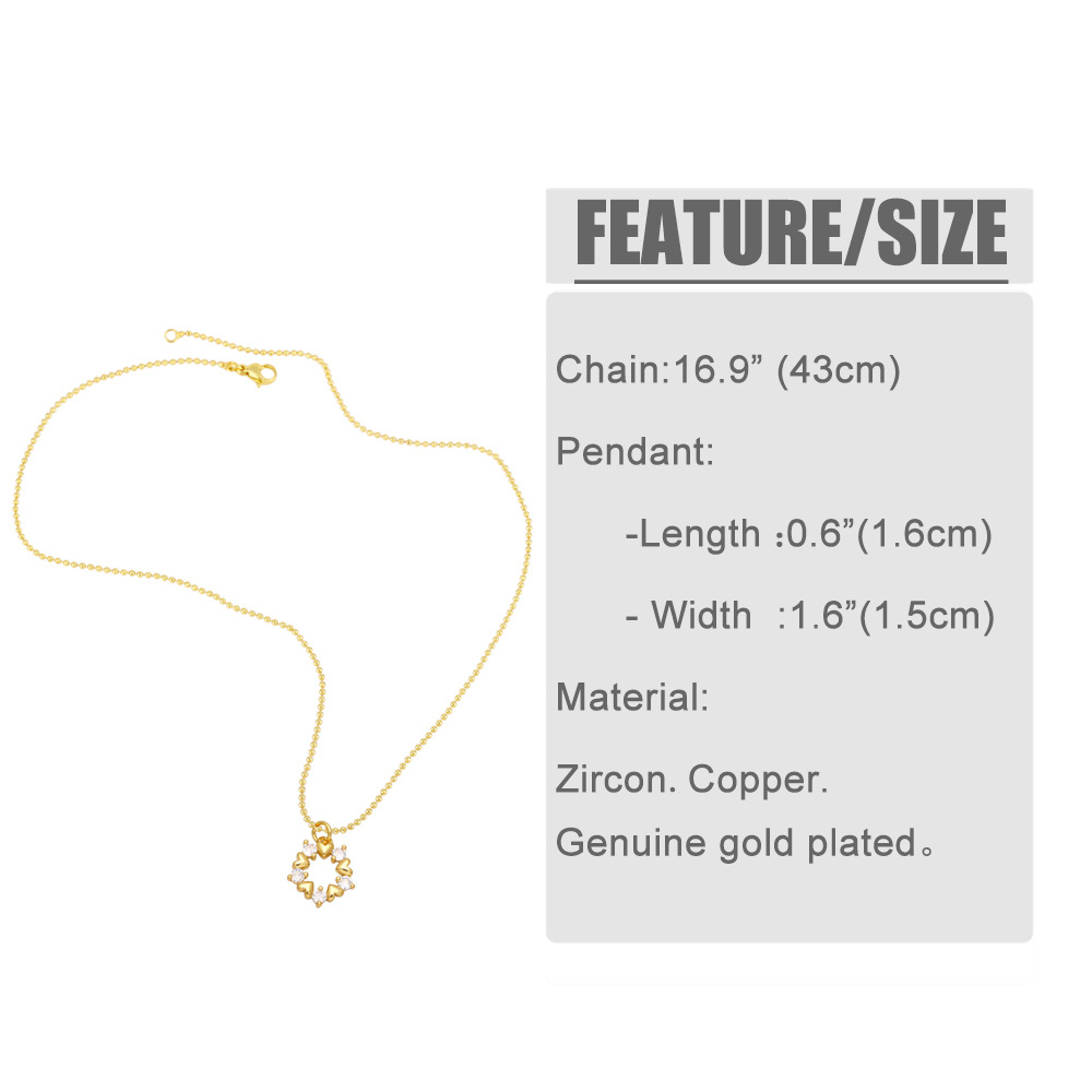 Fashion Human Round Heart Shape Copper Necklace Inlaid Zircon Zircon Copper Necklaces
