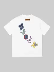 2025 Lujia Summer New Trendy Color-Block Cartoon Print Loose Casual Short-Sleeve T-Shirt Half-Sleeve Base Shirt Trendy