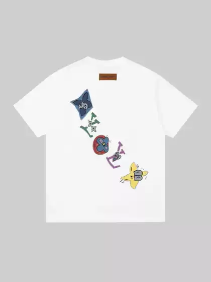 2025 Lujia Summer New Trendy Color-Block Cartoon Print Loose Casual Short-Sleeve T-Shirt Half-Sleeve Base Shirt Trendy