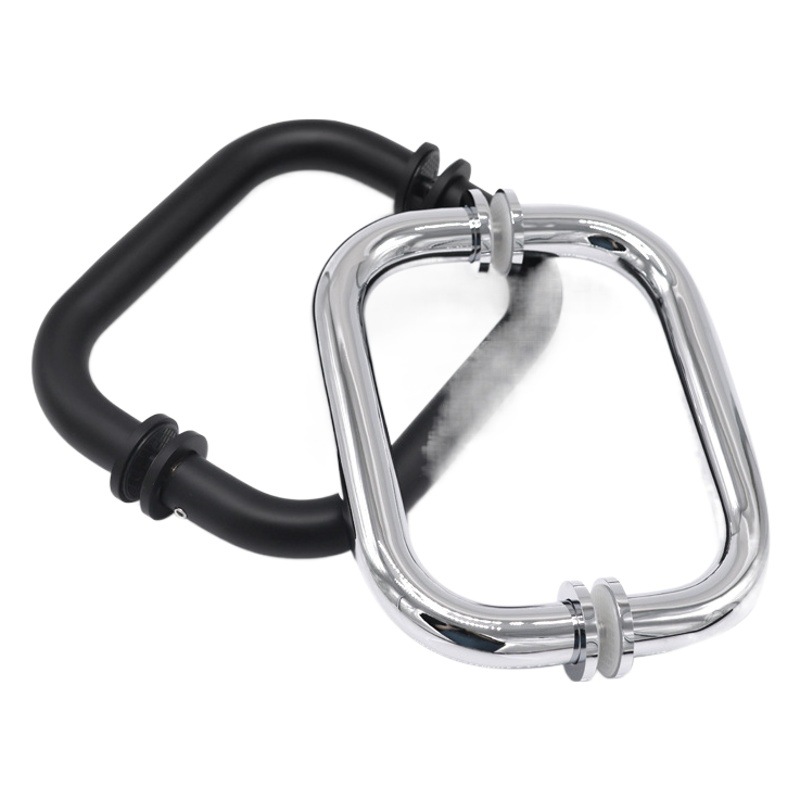 Manija de Puerta de Vidrio para Baño de Estilo Americano, de Cobre Puro, Tubo Redondo, Tubo Cuadrado, para Puerta de Partición, Puerta Corredera, Puerta Principal, Color Negro
