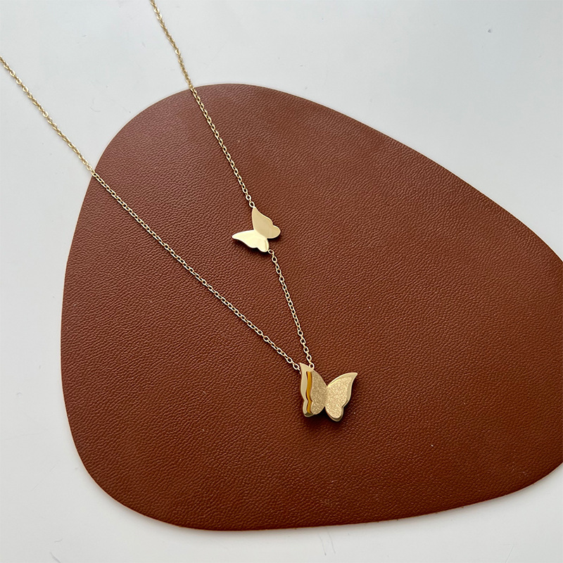 Women Sweet Butterfly Stainless Steel Necklace Plating Metal Stainless Steel Necklaces_colorza_3