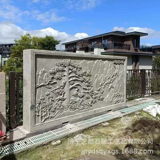 石雕壁画浮雕松鹤延年山水画二十四孝壁画庭院盈门墙抗日战争壁画