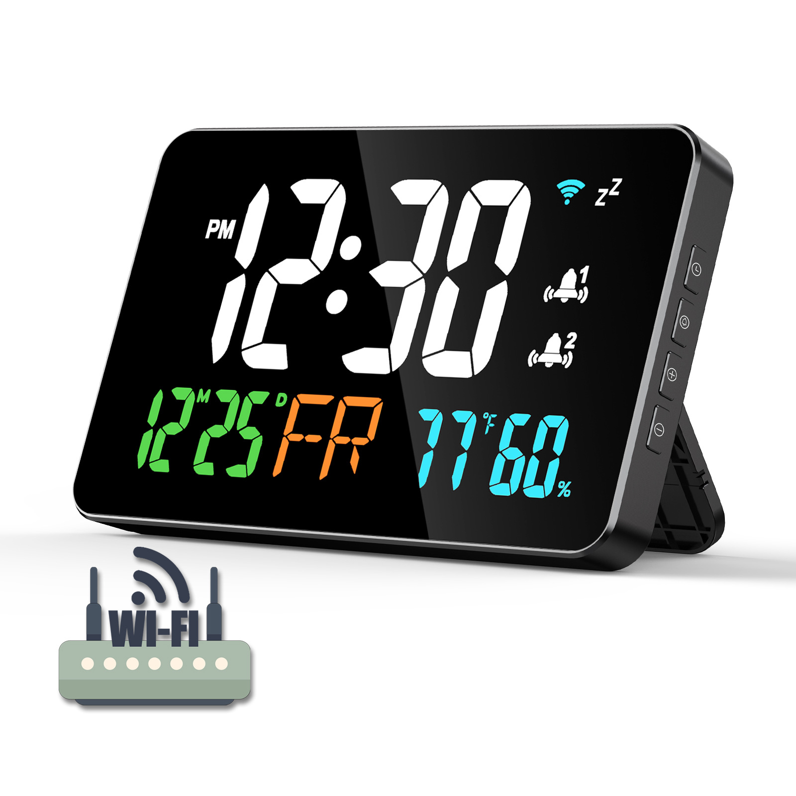 Clock Automatic Time Calibration 24 Years Cross-border New Products 2868 WIFI Temperature and Humidity Atomic Clock Mirror Clock LED Graffiti