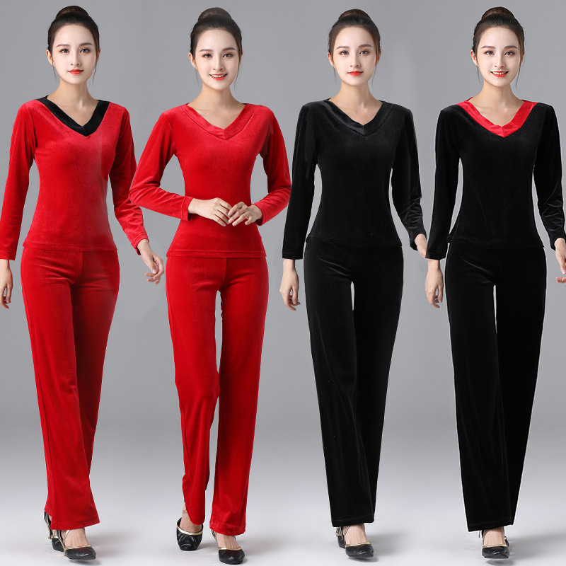 金丝绒形体衣套装礼仪服女子学院艺考衣现代舞蹈训练服舞台演出