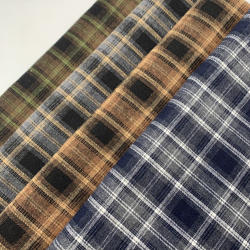 现货秋冬斜纹磨毛格子面料色织法拉绒苏格兰格子布衬衫外套裤料格