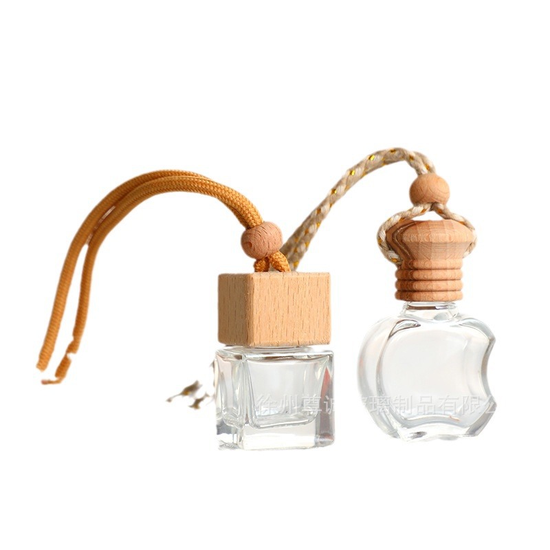 Botella de perfume de cables de automóvil botella vacía botella de perfume de automóvil colgante tapa de madera botella vacía perfumes volátiles al por mayor