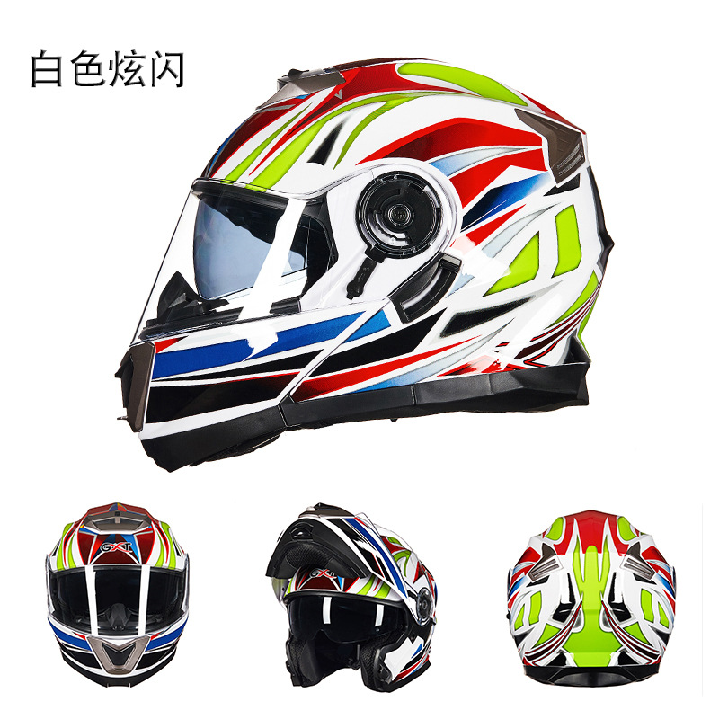 Motosiklet kaskı (dəbilqə) — Motuoche Full Face - white-dazzle-flash-transparent-lens-m